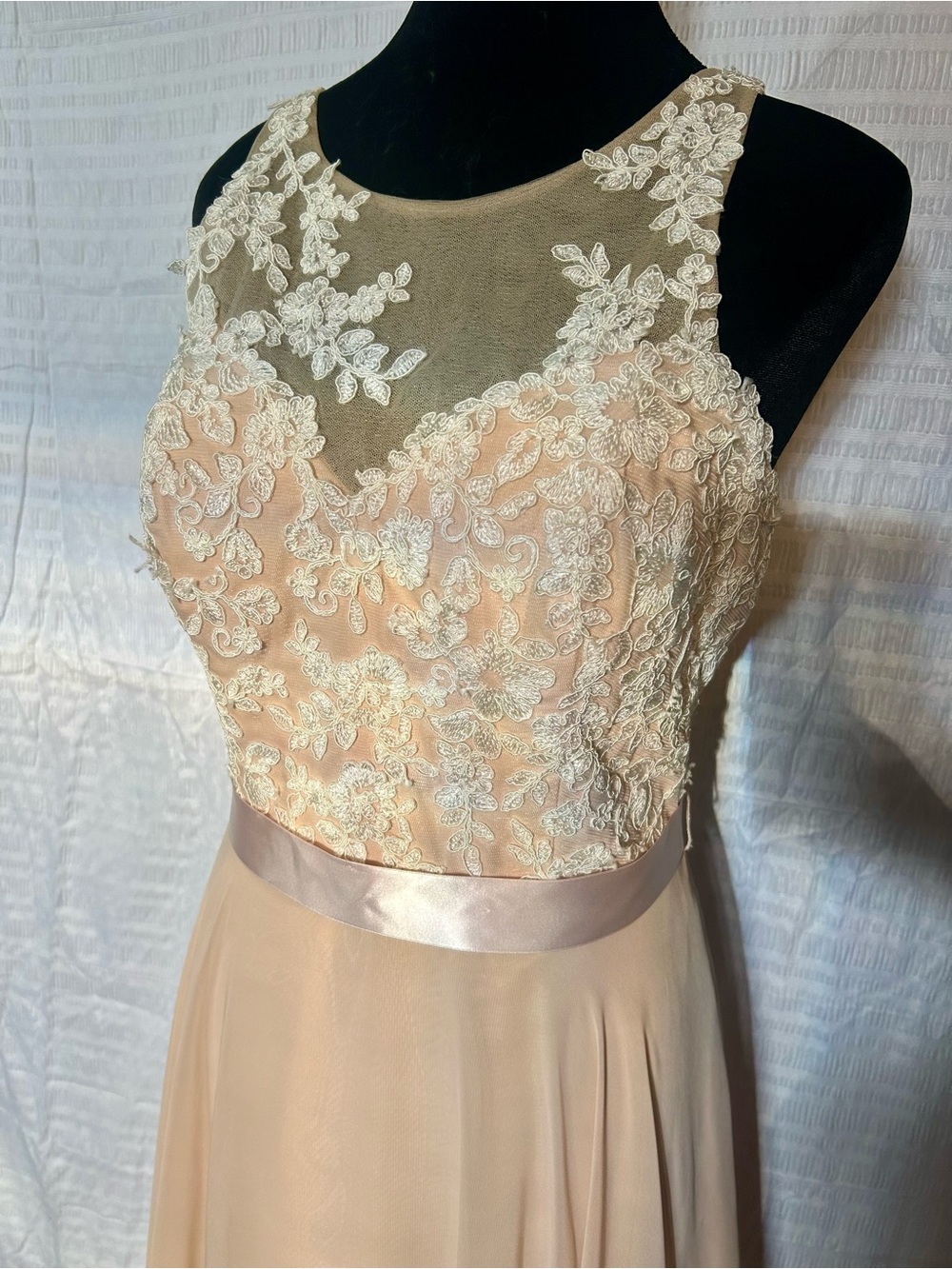 Impressions Blush and Ivory Lace Prom Dress